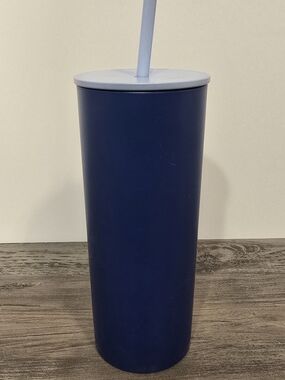 Matte Navy Insulated Straw Tumbler - Everyday Cold Drink Cup